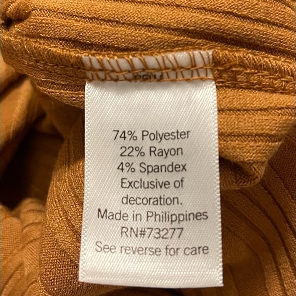 PUFF SHORT SLEEVE MIDCALF DRESS women size S vertical ribbing cinnamon/chestnuts - Picture 10 of 12